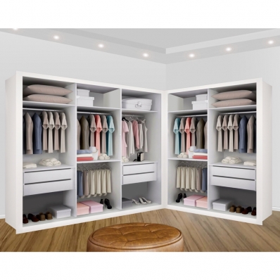 Closet Casal sem Portas 2 Módulos 6 Gavetas França Minastex