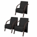 Kit 3 Poltronas Decorativas V&ecirc;nus 1 Lugar Bra&ccedil;o P&eacute; Madeira D Salla Tecido Sint&eacute;tico (Courino)