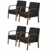 Kit 4 Poltronas Decorativas 1 Lugar Jade Bra&ccedil;o Madeira D Salla Tecido Sint&eacute;tico (Courino)