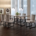 Conjunto Sala de Jantar Mesa 180cm MDF e Vidro Off White com 6 Cadeiras Estofadas P&eacute;s em A&ccedil;o Atena Mais Decor FORA DE LINHA