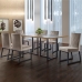 Conjunto Sala de Jantar Mesa 180cm MDF e Vidro Off White com 6 Cadeiras Estofadas P&eacute;s em A&ccedil;o Atena Mais Decor FORA DE LINHA