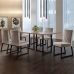Conjunto Sala de Jantar Mesa 180cm MDF e Vidro Off White com 6 Cadeiras Estofadas P&eacute;s em A&ccedil;o Atena Mais Decor FORA DE LINHA