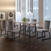 Conjunto Sala de Jantar Mesa 180cm MDF e Vidro Off White com 6 Cadeiras Estofadas P&eacute;s em A&ccedil;o Atena Mais Decor FORA DE LINHA