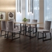 Conjunto Sala de Jantar Mesa 180cm MDF e Vidro Off White com 6 Cadeiras Estofadas P&eacute;s em A&ccedil;o Atena Mais Decor FORA DE LINHA