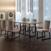 Conjunto Sala de Jantar Mesa 180cm MDF e Vidro Off White com 6 Cadeiras Estofadas P&eacute;s em A&ccedil;o Atena Mais Decor FORA DE LINHA