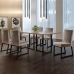 Conjunto Sala de Jantar Mesa 180cm MDF e Vidro Off White com 6 Cadeiras Estofadas P&eacute;s em A&ccedil;o Atena Mais Decor FORA DE LINHA