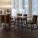 Conjunto Sala de Jantar Mesa 180cm MDF e Vidro Off White com 6 Cadeiras Estofadas P&eacute;s em A&ccedil;o Atena Mais Decor FORA DE LINHA