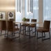 Conjunto Sala de Jantar Mesa 180cm MDF e Vidro Off White com 6 Cadeiras Estofadas P&eacute;s em A&ccedil;o Atena Mais Decor FORA DE LINHA