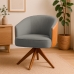 Poltrona Julia Giratoria com Couro Pes Madeira - Nobly Decor