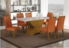 Conjunto Sala de Jantar Atenas Mesa Freijo/Off White 1,60m C/ 6 Cadeiras Joli Terracota Moveis Leifer