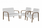 Conjunto Luna 1 Poltrona 2 Lugares e 2 Poltronas de 1 Lugar Bra&ccedil;o Madeira D Salla Courino
