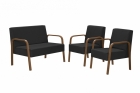 Conjunto Luna 1 Poltrona 2 Lugares e 2 Poltronas de 1 Lugar Bra&ccedil;o Madeira D Salla Courino