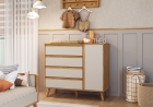 Cômoda Retro Théo 04 gavetas 01 porta MDF Moveis Peroba