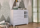 Cômoda Infantil Charlô 1 Porta 4 Gavetas - Móveis Peroba