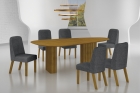 Conjunto Sala de Jantar Mesa Orgânica Sem Vidro 180cm com 6 Cadeiras Pé Madeira Isis