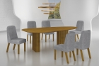 Conjunto Sala de Jantar Mesa Orgânica Sem Vidro 200cm com 6 Cadeiras Pé Madeira Isis