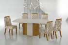 Conjunto Sala de Jantar Mesa Com Vidro 180cm com 6 Cadeiras Pé MDF Dacota