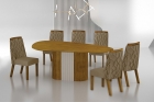 Conjunto Sala de Jantar Mesa Orgânica Sem Vidro 200cm com 6 Cadeiras Pé Madeira Dacota