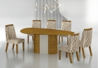 Conjunto Sala de Jantar Mesa Orgânica Sem Vidro 200cm com 6 Cadeiras Pé Madeira Dacota