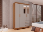 Guarda-roupa Solteiro 4 Portas 2 Gavetas Estrela Premium com Espelho Salleto