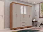 Guarda-roupa Casal 6 Portas 2 Gavetas com Espelho Estrela Premium Salleto