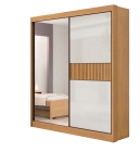 Guarda Roupa Casal Athenas 2 Portas Ripado 3 Gavetas com Espelho sem p&eacute;s - D Doro