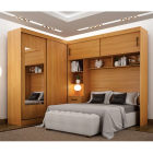 Guarda Roupa Casal Sparta com Cabeceira Queen Com Espelho 4 Portas de Correr 3 Gavetas Leifer