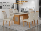 Conjunto Sala de Jantar Lara 1,60m com 6 Cadeiras Clara Plus