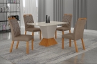 Conjunto Sala de Jantar Larissa 1,20m tampo copo off com 4 Cadeiras