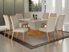 Conjunto Sala de Jantar Larissa 1,35m tampo copo off com 8 Cadeiras