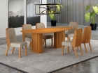 Conjunto Sala de Jantar &Iacute;sis 2,00m com 6 Cadeiras Tampo Org&acirc;nico s/ Vidro Cinamomo