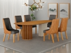 Conjunto Sala de Jantar Mesa Org&acirc;nica 180cm 6 Cadeiras Belle sem tampo vidro