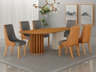 Conjunto Sala de Jantar Mesa Org&acirc;nica 180cm 6 Cadeiras Belle sem tampo vidro