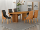 Conjunto Sala de Jantar Mesa Org&acirc;nica 180cm 6 Cadeiras Belle sem tampo vidro