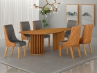 Conjunto Sala de Jantar Mesa Org&acirc;nica 200cm 6 Cadeiras Belle sem tampo vidro
