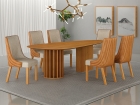 Conjunto Sala de Jantar Mesa Org&acirc;nica 200cm 6 Cadeiras Belle sem tampo vidro