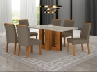 Conjunto Sala de Jantar Sofia 1,20m tampo vidro off com 4 Cadeiras Jade