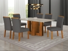Conjunto Sala de Jantar Sofia 1,20m tampo vidro off com 4 Cadeiras Jade
