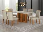 Conjunto Sala de Jantar Sofia 1,20m tampo vidro off com 4 Cadeiras Jade