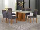 Conjunto Sala de Jantar Sofia 1,20m tampo vidro off com 4 Cadeiras Jade