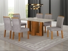 Conjunto Sala de Jantar Sofia 1,20m tampo vidro off com 4 Cadeiras Jade