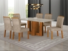 Conjunto Sala de Jantar Sofia 1,20m tampo vidro off com 4 Cadeiras Jade