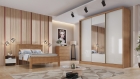 Guarda Roupa Casal Arezzo 3 Portas 4 Gavetas Com Espelho Novo Horizonte