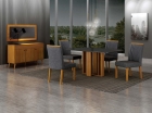 Conjunto Sala de Jantar Jade Gold 1,20m tampo Chumbo 4 Cadeiras Jade
