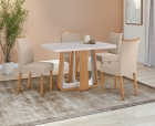 Conjunto Sala de Jantar Mesa Sintonia 120 Tampo Vidro Maxi Off com 4 Cadeiras T&eacute;ssera - Lopas