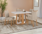 Conjunto Sala de Jantar Mesa Sintonia 120 Tampo Vidro Maxi Off com 4 Cadeiras T&eacute;ssera - Lopas