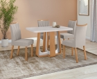 Conjunto Sala de Jantar Mesa Sintonia 120 Tampo Vidro Maxi Off com 4 Cadeiras T&eacute;ssera - Lopas