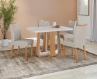 Conjunto Sala de Jantar Mesa Sintonia 120 Tampo Vidro Maxi Off com 4 Cadeiras T&eacute;ssera - Lopas