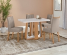 Conjunto Sala de Jantar Mesa Sintonia 120 Tampo Vidro Maxi Off com 4 Cadeiras T&eacute;ssera - Lopas