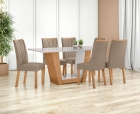 Conjunto Sala de Jantar Mesa Apogeu 170 Tampo Vidro Off White com 6 Cadeiras Apogeu - Lopas